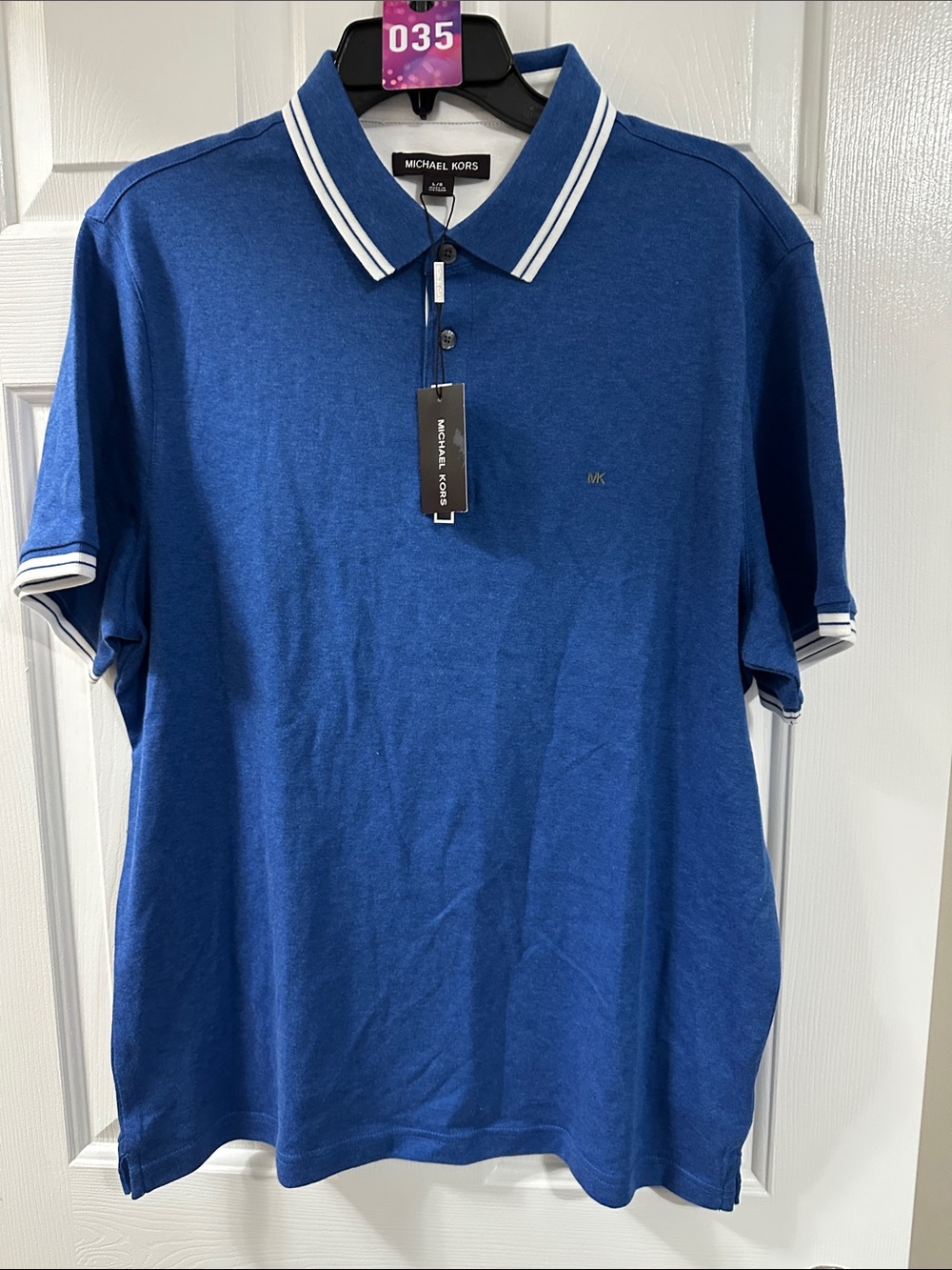 Michael Kors Men's Royal Blue Polo with Contrast Stripe Collar